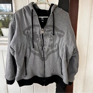 Chicago Bears NFL Football Men’s Graphic Hoodie Gray Black Zip Up Sweatshirt XL